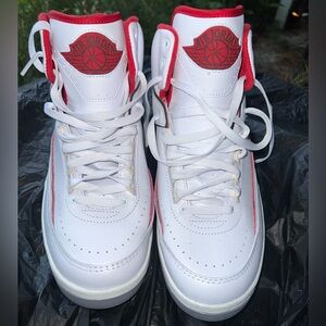 Air Jordan White and Red High-Top Sneakers